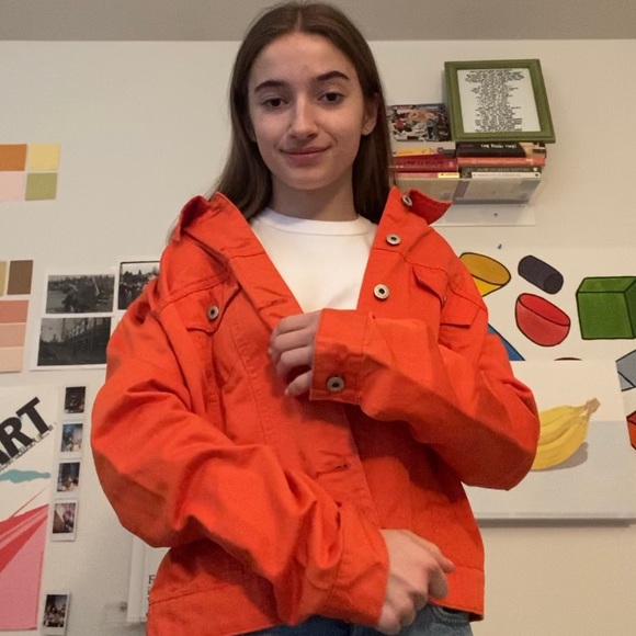 jean jacket orange